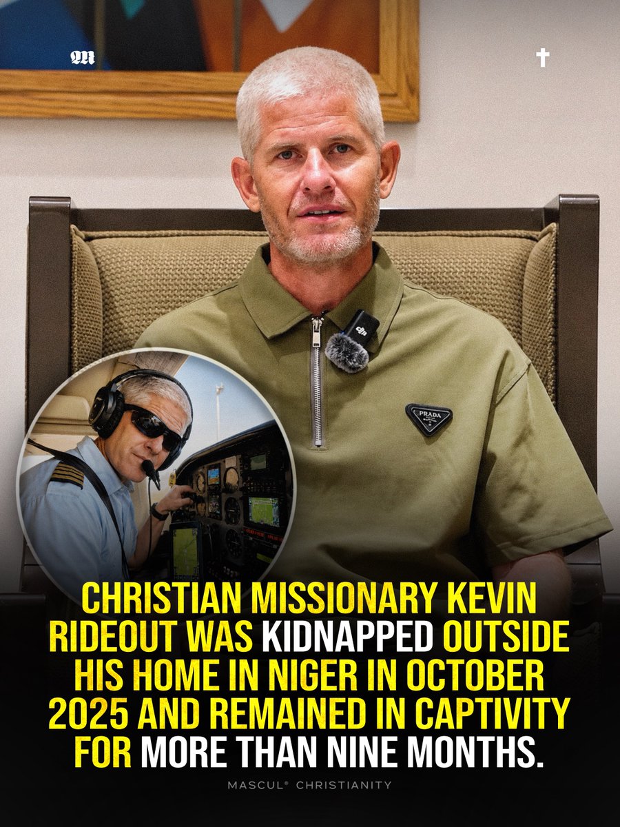 masculchristian's tweet photo. President Donald Trump met with American Christian missionary pilot Kevin Rideout after he was released following more than nine months in captivity in Niger. Trump said the United States helped bring him home and later welcomed him at the White House. https://t.co/qNF4W1V2QL