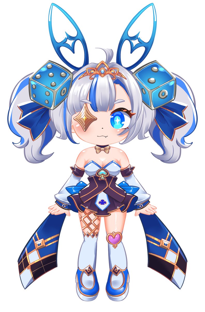 konamarumi's tweet photo. THE FINAL RESULT IS HERE!! chibi model art for @CynoVT ><

so obsessed with how the bright blue hues, dice accessories, and squishy details turned out, congrats again to @CynoVT <3

#vtuber #artmoots #raffleprize https://t.co/7bEZllReWW