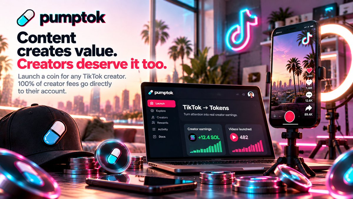 PumpTokMe's tweet photo. Content creates value. Creators deserve a share

PumpTok makes it possible to support your favorite TikTok creators through token launches.

Their content. Their community. Their rewards

$PUMPTOK https://t.co/vqiiNOvo5Z