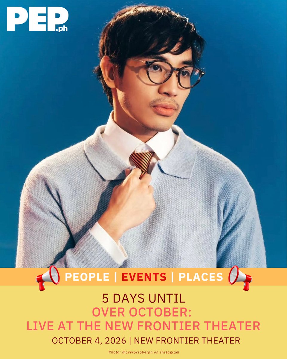 PEPalerts's tweet photo. 5 DAYS TO GO! ✨
Get ready for an emotional night as Over October brings their heart-rending music to the New Frontier Theater on October 4, 2026.
Mark your calendars and get ready to sing along with Over October! 🎸
#OverOctoberLive #PEPConcerts #PEPSocial #PEPAly https://t.co/ImxkV0RUGx