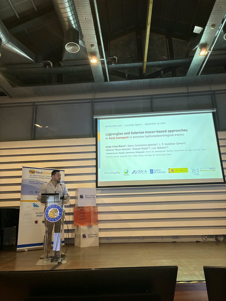 EPHYSLAB_Uvigo's tweet photo. Nuestros compañeros han participado en #MedCLIVAR, en Chipre, presentando una charla y dos pósters con resultados de los proyectos #APALPADOR y #CERES 🌍

Una participación que, además, nos dejó el Best Poster Award para María 🏆

@CIM_Uvigo @CampusAugaUVigo https://t.co/GNedVfMK0N