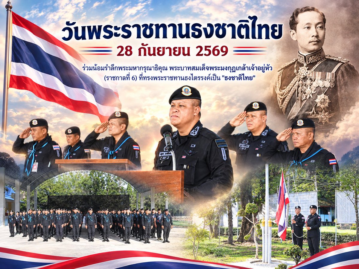 black_army41's tweet photo. 109 ปี วันพระราชทานธงชาติไทย 28 กันยายน 2569🇹🇭
"เพราะธงชาติและเพลงชาติไทย คือ สัญลักษณ์ของความเป็นไทย
#ธงชาติไทย 
#วันพระราชทานธงชาติไทย
#๒๘กันยายน
#ธงชาติไทย
#ธงไตรรงค์
#กรมทหารพรานที่41
#กองทัพภาคที่4
#ทหารพรานกองทัพบก
#กองทัพบก https://t.co/YnsTzJyxX5