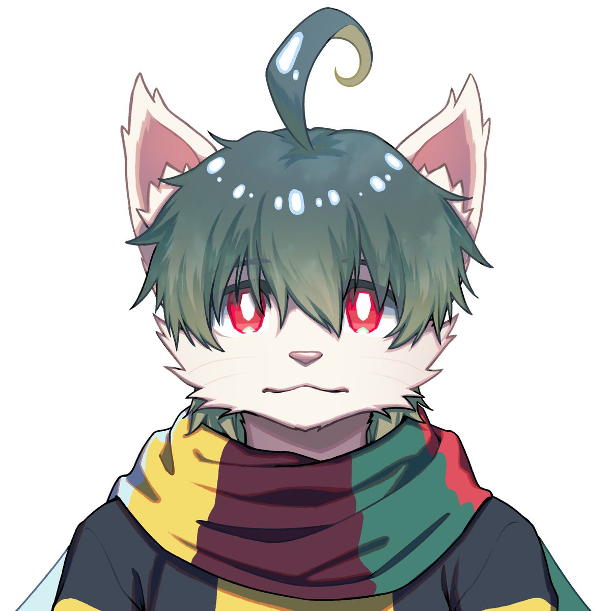 pm8sleepy's tweet photo. No.5-1 流音ヨゾラくん
エトランゼな異星猫獣人。
今作のテーマにおいて配役として合いすぎているので、どう描くべきか少し悩んだりしました。マフラーは季節感的にストールのような使い方に。
少しの透明感を意識しつつ、何を感じているのか想像の余地がある表情に描けたらな、と思いました。 https://t.co/LnafB84kAN
