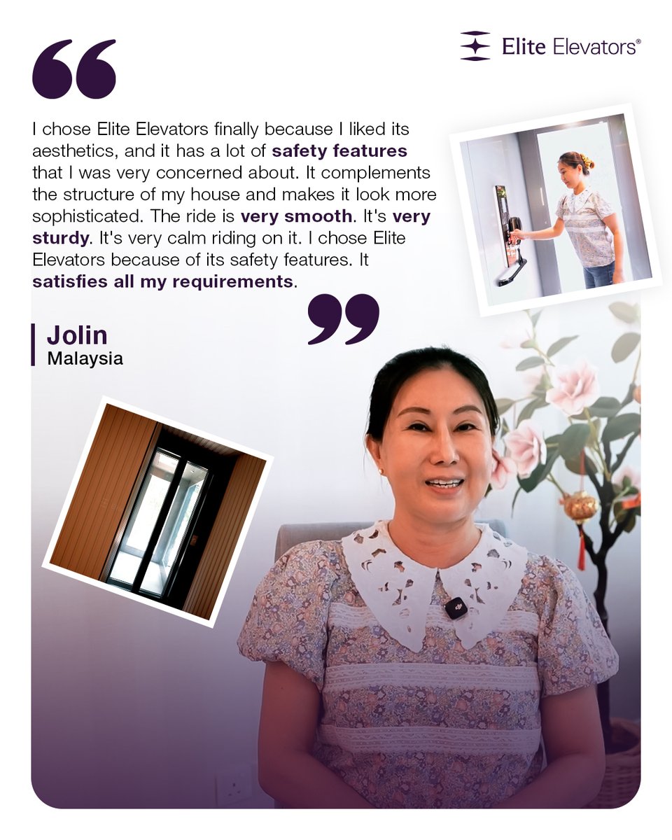 EliteMalaysia_'s tweet photo. The strongest stories aren’t always told by brands. They come from homeowners who have experienced the difference for themselves.

Here’s one such Elite experience.
DM to know more.

#eliteelevators #homelift #homeelevator #customerreview #testimonial https://t.co/xvfBja0n32