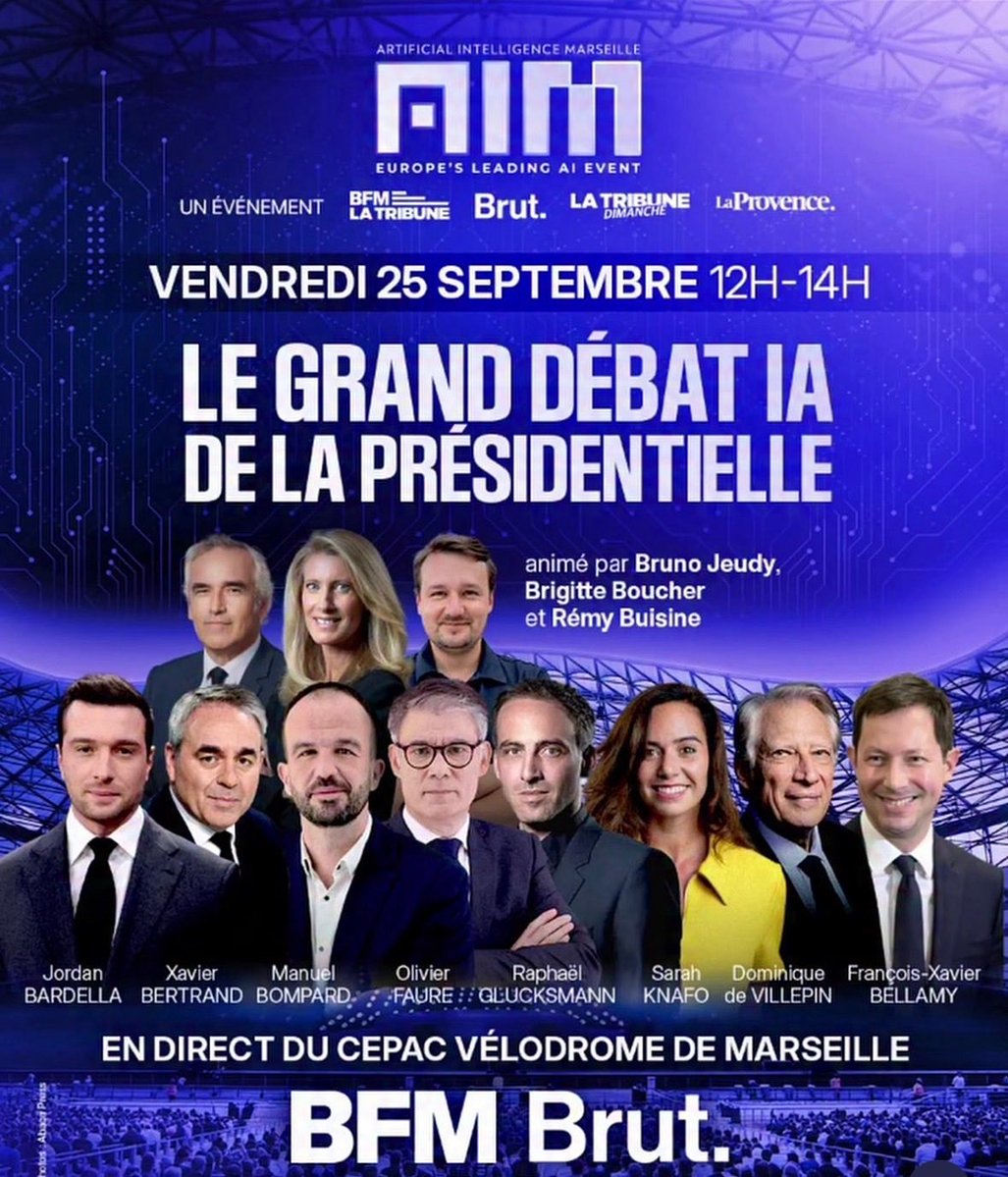 FrequenceR's tweet photo. @knafo_sarah @latribuneevents @bfmbusiness @BFMMarseille 🔴🇫🇷 Retransmission R! : @knafo_sarah parle de l'intelligence artificielle au Vélodrome de Marseille @latribuneevents @bfmbusiness @BFMMarseille - vendredi 25 septembre 2026
📢https://t.co/qGFFPUKb3Z
🔗https://t.co/WUfwP3x6JX https://t.co/nPnOwbxK3o