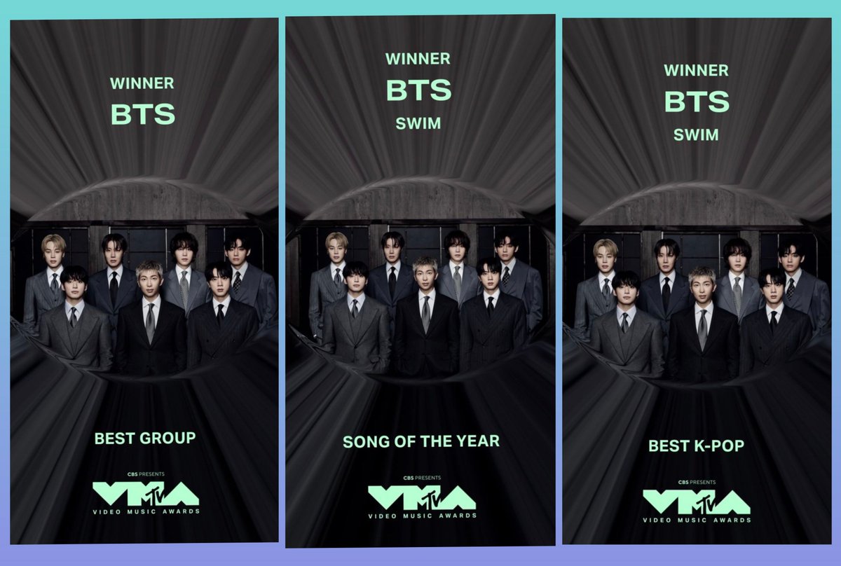 clsrn001's tweet photo. 2026 MTV Video Music Awards에서
3개부문 수상🥳🥳🥳

🏆올해의 노래 #SWIM
🏆베스트 그룹 #방탄소년단 
🏆베스트 케이팝 #방탄소년단 

CONGRATULATIONS BTS
BTS PAVED THE WAY

#방탄소년단 #BTS https://t.co/47UUgfEZaa