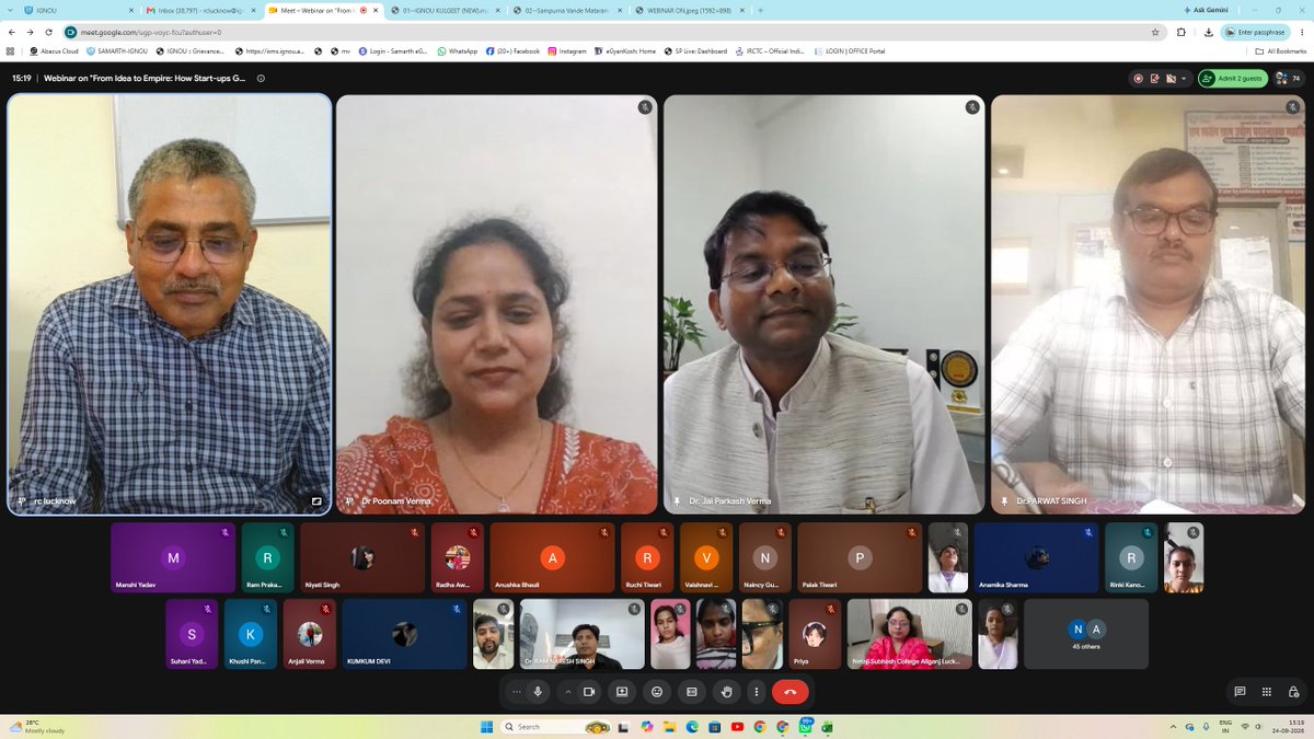 IGNOULucknow's tweet photo. Innovation Club, IGNOU Regional Centre, Lucknow, in collaboration with Netaji S.C. Bose Govt. Girls’ PG College, Lucknow (IGNOU LSC-27202), organised a Webinar on “From Idea to Empire: How Start-ups Get Funded and Why It Matters to You” on Thursday, 24 September 2026. https://t.co/uBGMgoxJY5