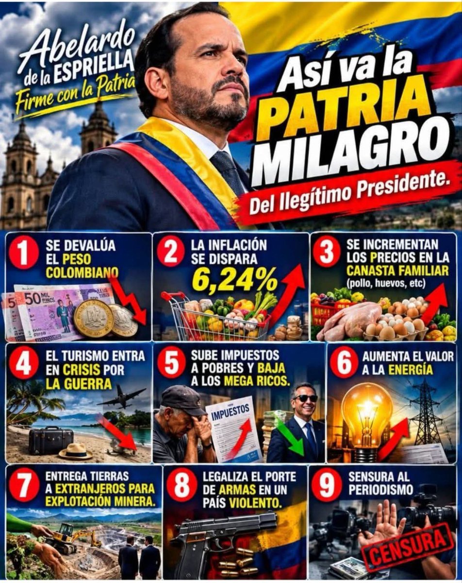 AndresR17361799's tweet photo. @eduardomenoni Su trabajo es crear #violencia #prepagada y #guerras sin sentido para sembrar #miedo en la #sociedad y luego "ofrecer" #seguridad esto con el fin de distraer mientras hacen el #saqueo A LA #PATRIA más descarado en #COLOMBIA #FAMILIA NARCOPARADELINCUENTES #ILEGITIMOS https://t.co/2aZqjboDVF