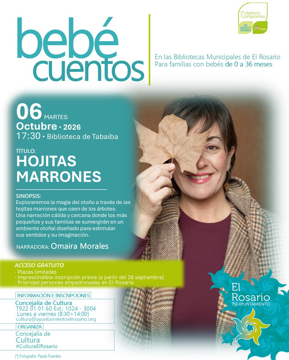 aytoelrosario's tweet photo. 👶📖 Continúa la temporada del ciclo de bebécuentos, una actividad para familias con bebés de 0 a 36 meses basada en la narración de cuentos sencillos, canciones y juegos creativos. El 6 de octubre (17:30) en la biblioteca de #Tabaiba. ACTIVIDAD https://t.co/D53HYk78i6