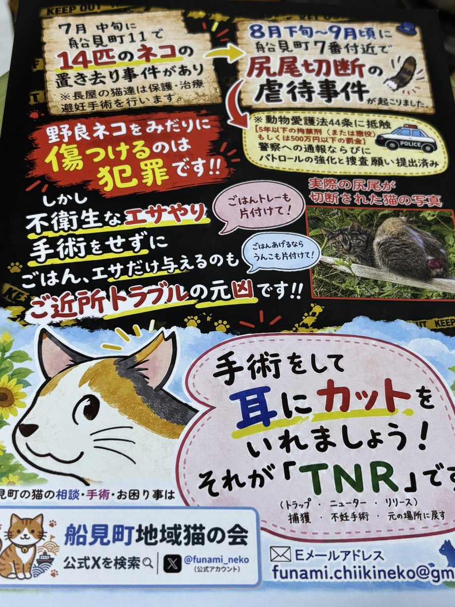 funami_neko's tweet photo. みんなで力を合わせて注意喚起のチラシを作成しました。
近日中に配布を開始します。
印刷代は皆様からのご支援から出させていただきました。
本当にありがとうございます。 https://t.co/zkdHNjLtJz