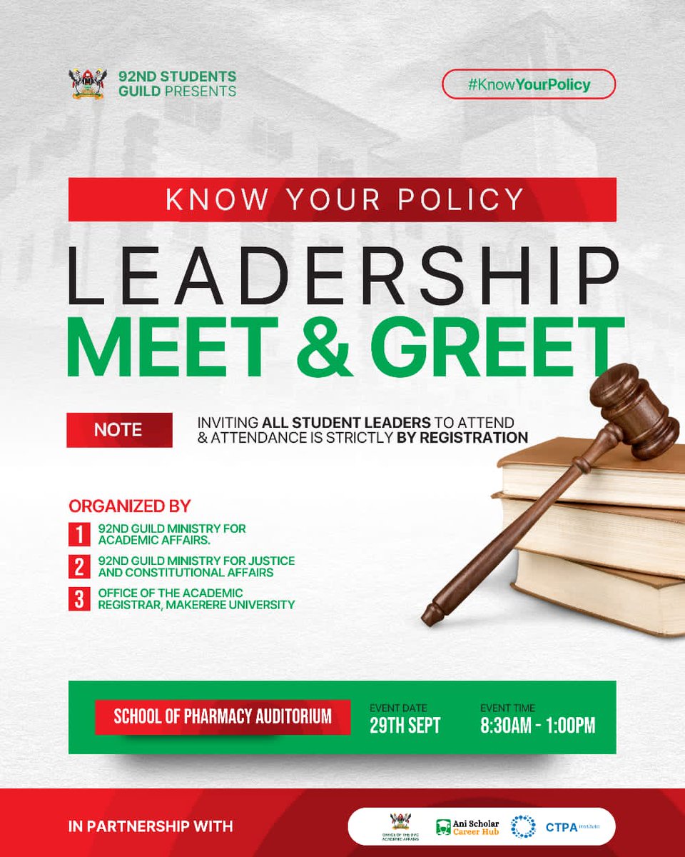 Neena_Elsie's tweet photo. The Grand Finale of the #KnowYourPolicy campaign is finally here! 🔥🔥🔥

We have invited our family from the Makerere University Jinja Campus to join us tomorrow.

Don't miss out! 💯😊

@kimjibril 
#KnowYourPolicy https://t.co/vvsteWlrd6