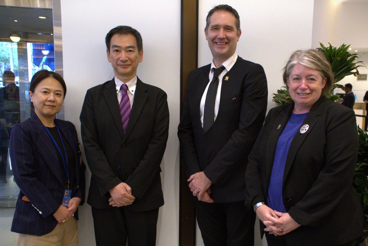 CGIAR's tweet photo. At #UNGA81, @CIMMYT leaders met Japan’s Vice-Minister Katsuhiro Saka to discuss BNI, resilient wheat, mechanization and data science, and how agricultural research can help farmers use resources more efficiently and strengthen food security. https://t.co/Z6aD97mvtD