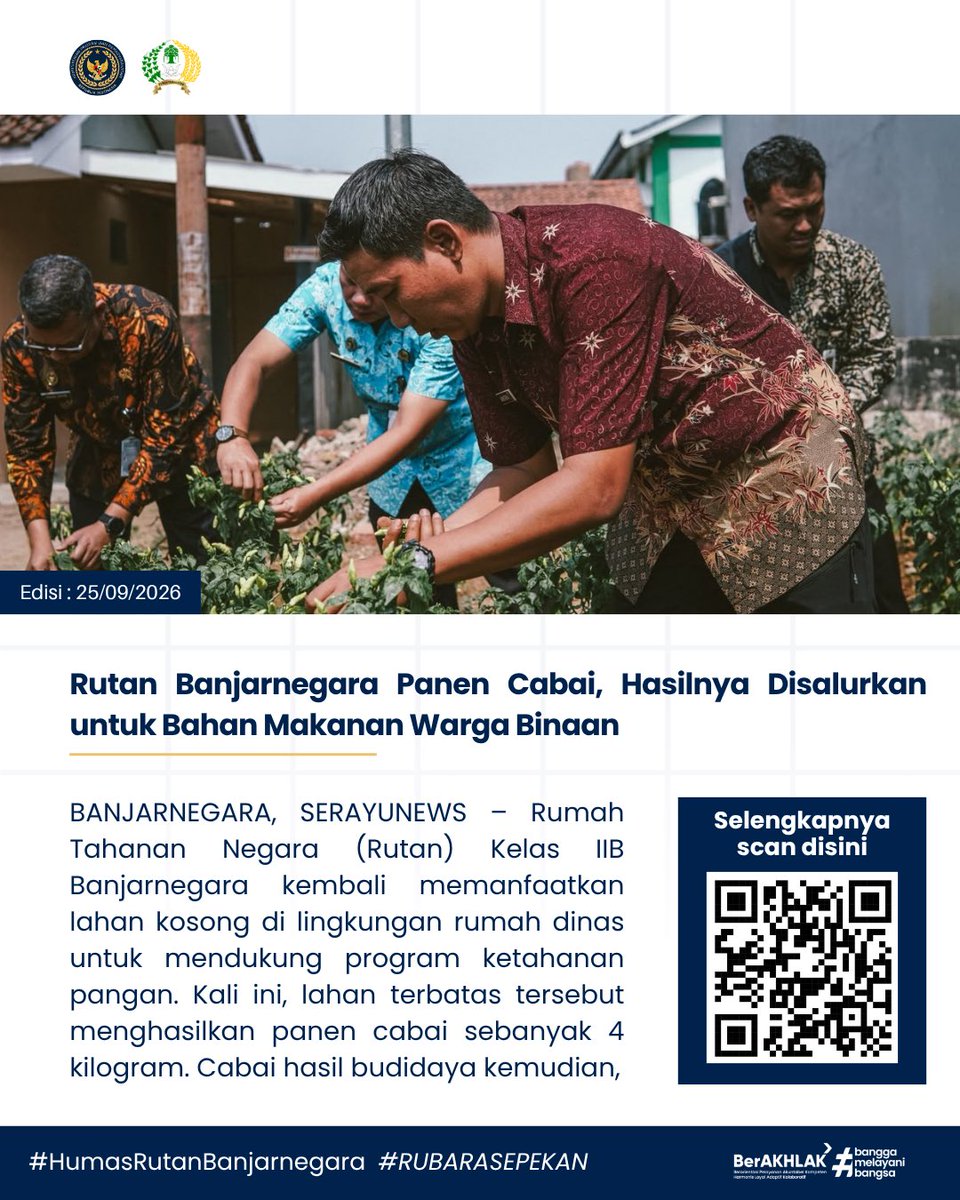 RUTAN_BNA's tweet photo. Setiap pekan, selalu ada langkah kecil menuju perubahan besar.
Melalui Buletin Rubara Sepekan, kami hadirkan rangkuman kegiatan Rutan Banjarnegara mulai dari pembinaan, layanan publik, hingga partisipasi budaya. Semua wujud komitmen untuk melayani sepenuh hati ❤️ https://t.co/Skki4J6rrx