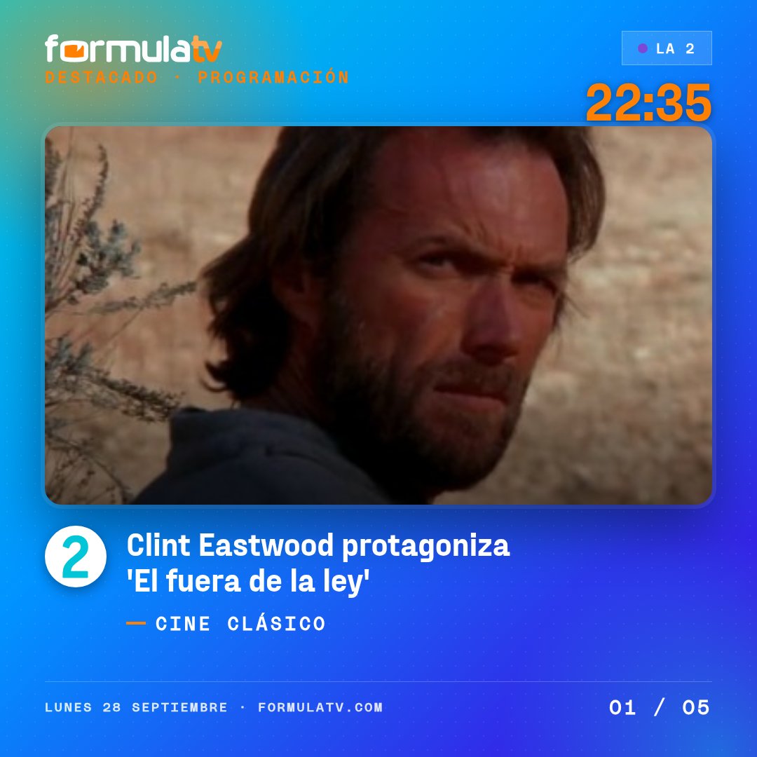 FormulaTV's tweet photo. Destacados de programación
https://t.co/OVIaJTsiAv

La 2 · 22:35 · Cine clásico
La 1 · 23:00 · Masterchef celebrity legends
Antena 3 · 23:00 · En tierra lejana
laSexta · 23:00 · Cine

Toda la programación tv en https://t.co/RjJEOcEuim https://t.co/svxtQkiUvi