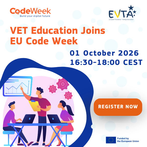CodeWeekEU's tweet photo. How can VET educators bring coding into the classroom? 💻

Join our interactive online workshop!
📅 1 Oct | 16:30–18:00 CEST
💡 Practical activities for your learners
🙌 No prior coding needed

Register: https://t.co/RFCl35Ebhz

#EUCodeWeek #VET https://t.co/W4k9Wjvq2C