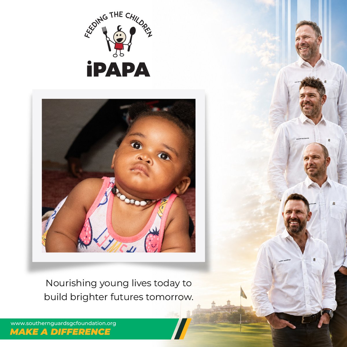 SGGCFoundation's tweet photo. 🍎 Every child deserves the chance to learn, grow and dream—and it all starts with good nutrition. 💛

The iPapa Feeding Programme, proudly supported by the Southern Guards GC Foundation, is helping combat child hunger by providing nutritious meals to young children and vulnerable communities across the Southern Cape.

Through partnerships with Early Childhood Development centres, community feeding initiatives and local organisations, iPapa is ensuring that more children have the nourishment they need to thrive during their most important years of development.

Because a nutritious meal is more than food—it is hope, opportunity and the foundation for a brighter future.

Together, we can help ensure that no child is held back by hunger.

Learn more about the iPapa Feeding Programme and how you can make a difference.
👉 https://t.co/QjMxTryN8X

#SouthernGuardsGCFoundation #iPapaFeedingProgramme #EndChildHunger #ChildNutrition #BuildingFutures #CommunityImpact #HopeInAction #TogetherForChange #MakingADifference