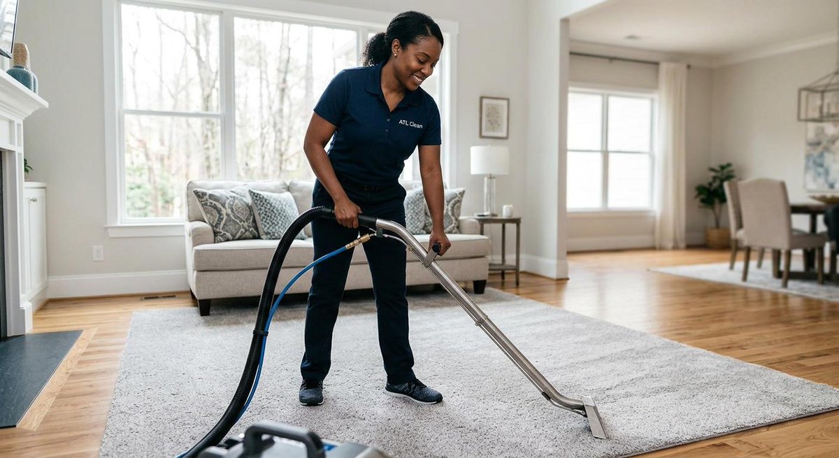 ATLCleanForce's tweet photo. Atlanta humidity traps moisture deep in carpet fibers, affecting your indoor air quality. Protect your home with professional extraction from our local experts. Secure your seasonal appointment today! #ATLClean #AtlantaHomes https://t.co/4tbHXsyy2w