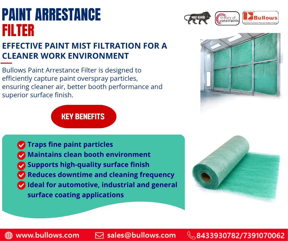 paintingsystem's tweet photo. 🏭 Effective Paint Mist Filtration
Bullows Paint Arrestance Filter is designed to capture paint overspray particles,
#Bullows #PaintArrestanceFilter #PaintFilter #PaintBooth #OversprayFiltration #IndustrialPainting #SurfaceFinishing #PaintShop #CoatingSolutions https://t.co/5gYqTB4y0S