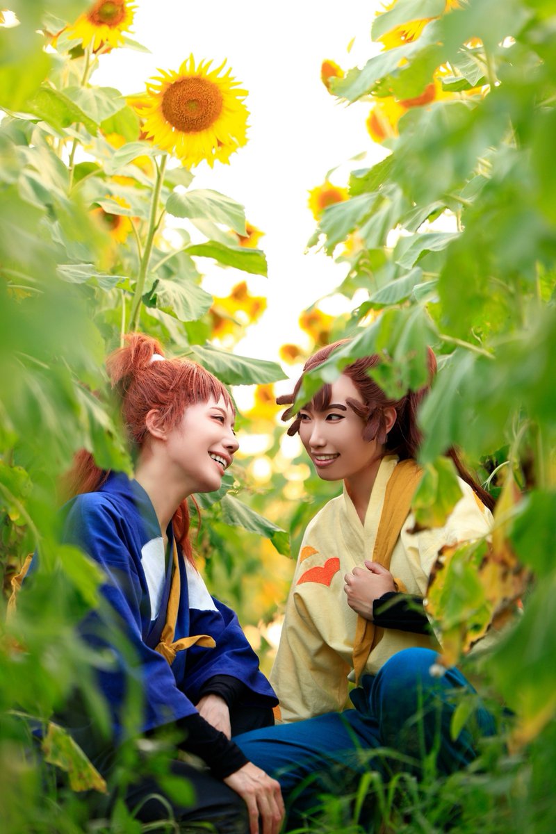 ppero_nn's tweet photo. cosplay 
忍たま~学級組~

ひまわり畑の中で🌻*.

＿
尾浜：ふいり  鉢屋：りほほ
📸ととろｻﾝ (@oototoro_3) https://t.co/Hmnf8HYVmm