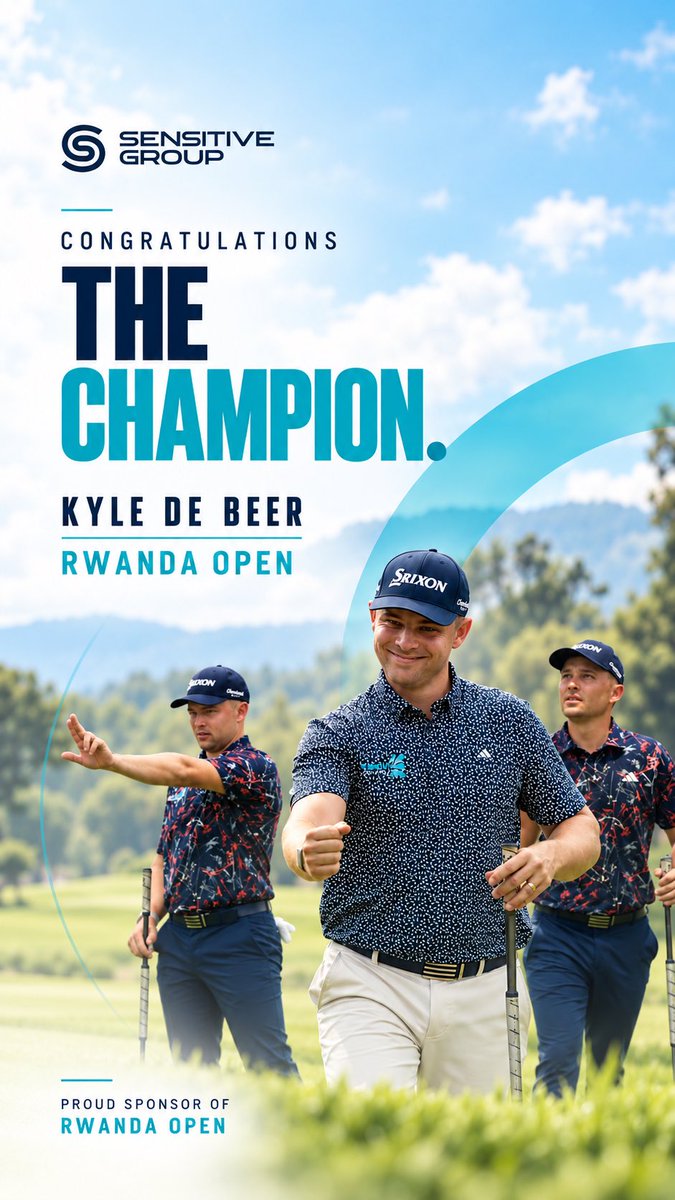 Sensitiveltd's tweet photo. Congratulations once again to Kyle de Beer on your first win on the Sunshine Tour. 🏆⛳️🏌🏼‍♂️

#SensitiveGroup #RwandaOpen2026 #VisitRwanda #RwandaGolfers https://t.co/Mr2cBTxdVC
