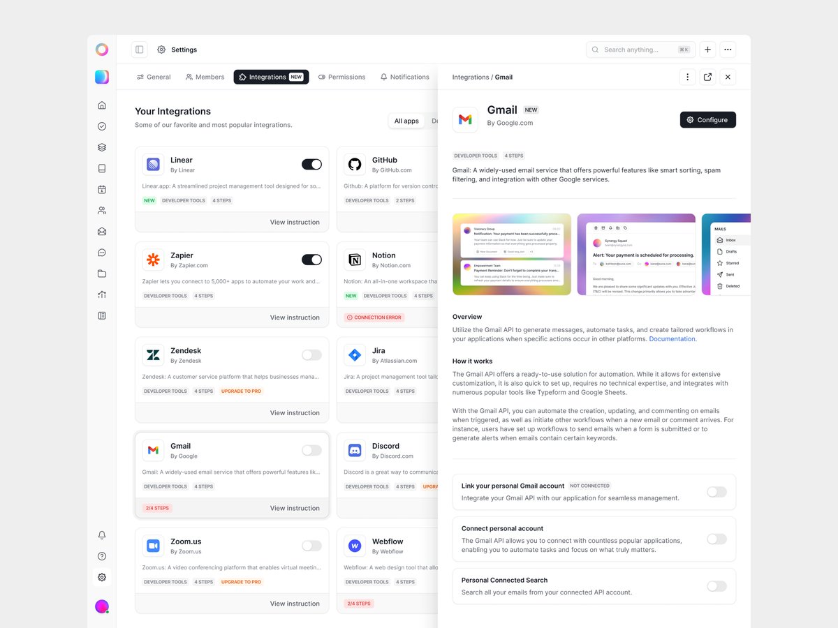 oleksnd10's tweet photo. Saved for inspiration: Settings UI by @startupvisuals
#Settings #Integrations #Sidebar
https://t.co/xrGHqdrIbd https://t.co/pabpIOUTlb