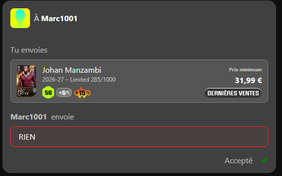 packfeverTCG's tweet photo. 🚨 HERE WE GO! 🚨

ANOTHER claim live on Packfever
Packfever → Sorare ✅

MarcHenry pulled Johan Manzambi (Aston Villa 🏴󠁧󠁢󠁥󠁮󠁧󠁿) T1 In-Season in-game
→ real Sorare card now delivered to the player's wallet 🟣🔵

The bridge works.

Done deal.

#Sorare #Packfever https://t.co/CnJoX3va6Y