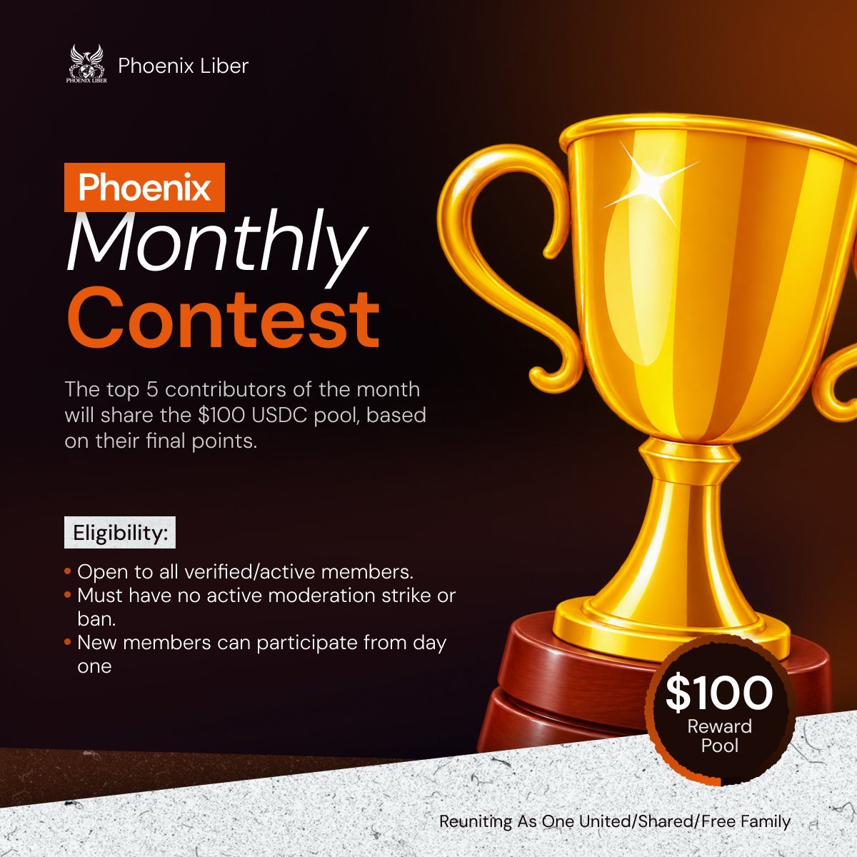 clipwithsam's tweet photo. Good morning fam ❤️

There’s a $100 reward pool for 5 people who actively participate in the @PhoenixLiberOrg community montly

We finally finished setting up the spreadsheet for the monthly reward system

Here’s how it works:

→ Participate and contribute in the community
→ Submit your post/comment links
→ Earn points based on your activities
→ Everything is recorded in the spreadsheet
→ Points are accumulated throughout the month
→ The top 5 contributors share the $100 USDT reward pool

If you want to participate, join the PhoenixLiber Discord and get started

Discord link in the comments.