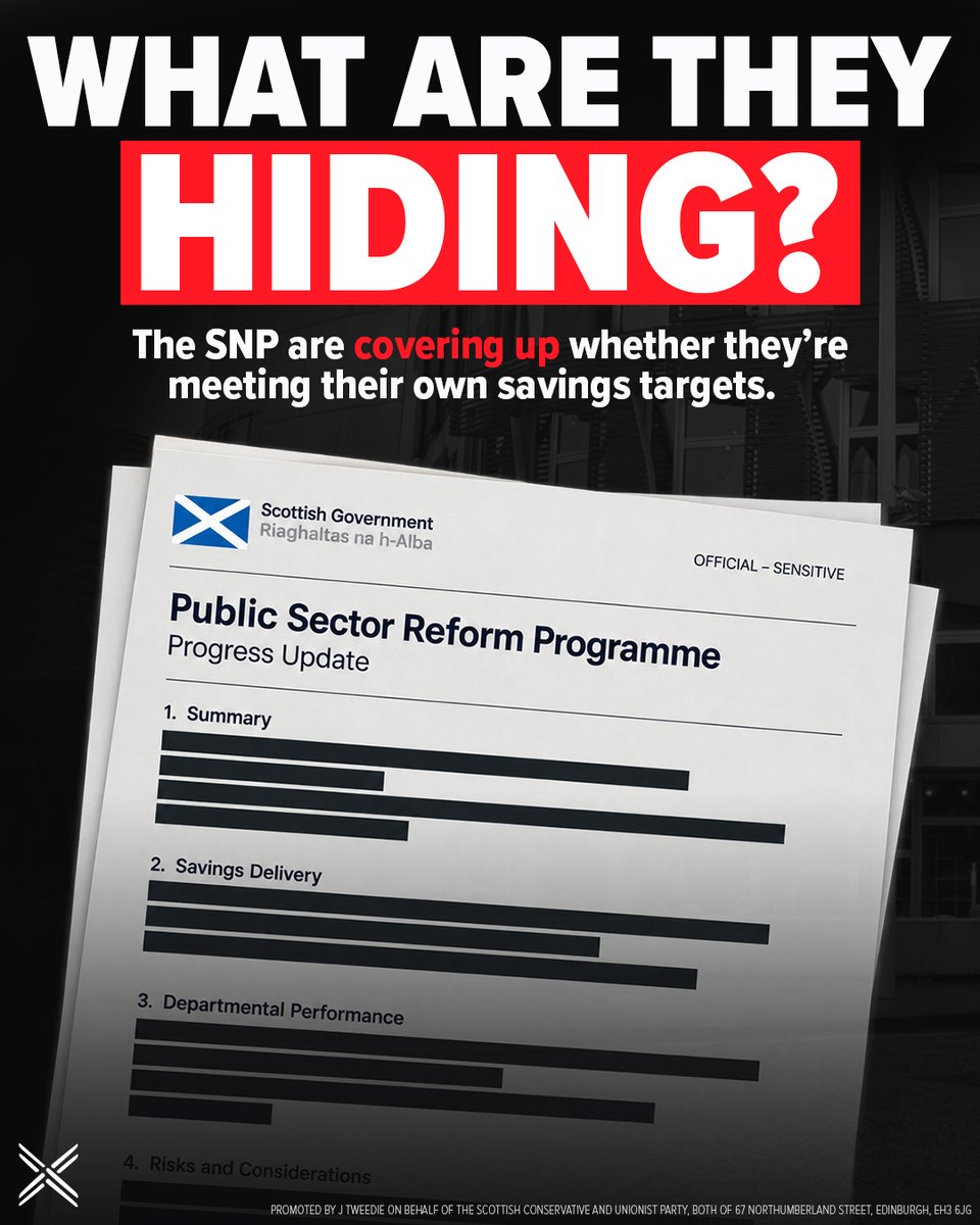 ScotTories's tweet photo. The SNP are keeping the progress of their savings plan secret, claiming you’re better off not knowing the details.

What are they trying to hide? https://t.co/5IIGOYoazU