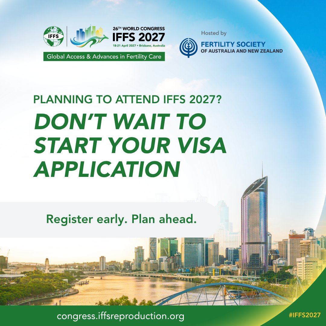 iffsfertility's tweet photo. Planning to attend #IFFS2027? 

If you need a visa for Australia, register early to request your Letter of Invitation and allow time for visa processing

📅 18–21 April 2027 | 📍 Brisbane

🔗 Register: https://t.co/3hd26DzaMT

🔗 Visa info: https://t.co/FHWR2qvt0c

#FertilityCare https://t.co/FheWxsz78M