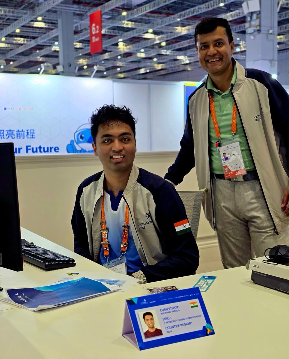 TSSCINDIA's tweet photo. India shines at WorldSkills Shanghai 2026! 🇮🇳 Congratulations Kushraj Rathore and Shubham Kumawat for representing India with excellence in global skills.

@WorldSkills 

#worldskills2026 #indiaskills #winners #participants https://t.co/YpcaGHilkr