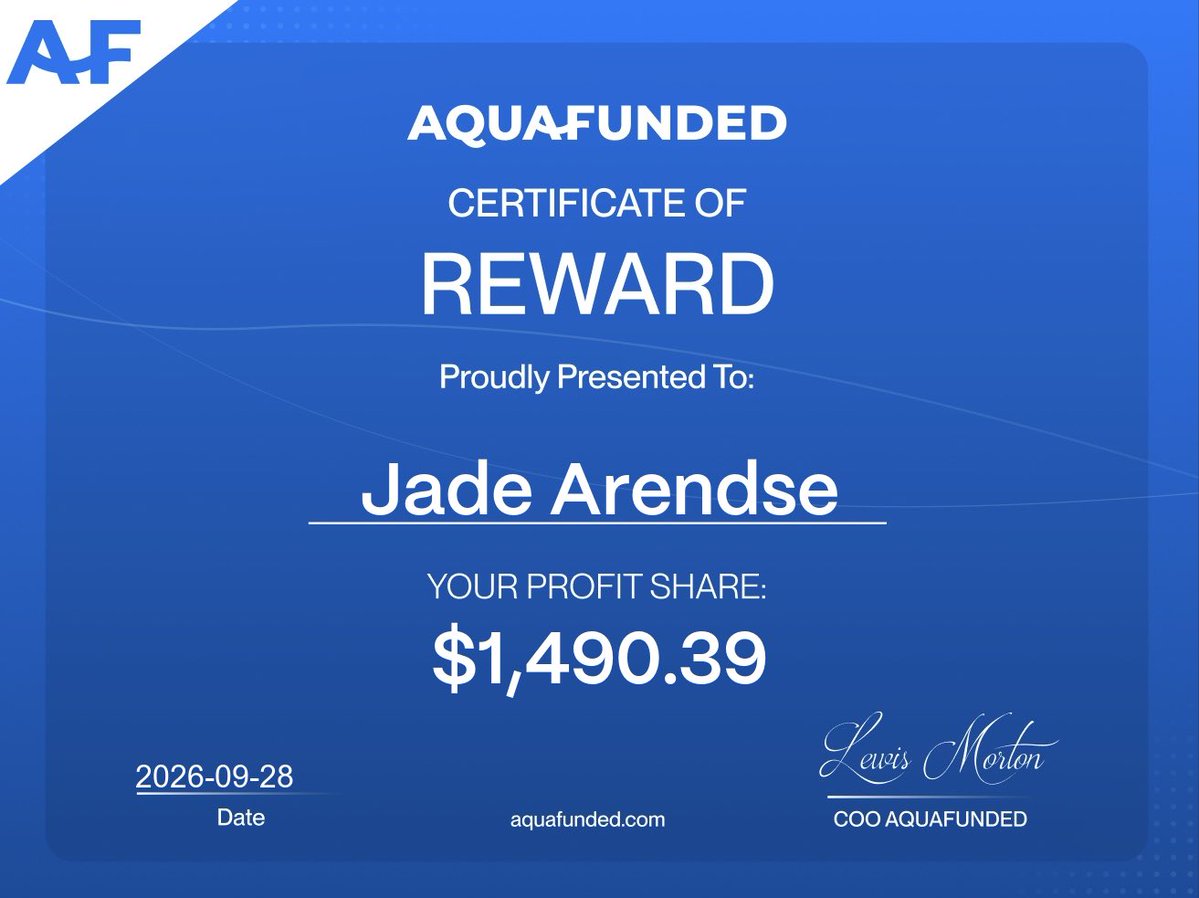 JadeJMA1's tweet photo. I will not be able to get used to the feeling tbh 

Thank you @AquaFunded 

Payout received in far less than 24h 📣

Excited for many more to come ! 

Come and join me at @AquaFunded, I’d love for you to trade where I trade and experience this . 

We have accounts starting from just $15 ! 

Use my link to buy . Thank you💙🌊

https://t.co/cWzxZECinA