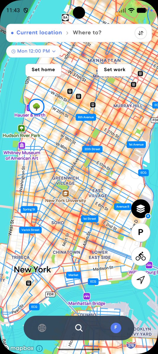 gocyclemate's tweet photo. Our Safe Cycling Map of London, New York City, San Francisco is now live in our latest app release and website. See collision hotspots, public cycleways, roads colour-coded by our SuperSafe model, low-traffic neighborhoods and more: https://t.co/PIp9QAcT9c https://t.co/yC3f8a4Sea