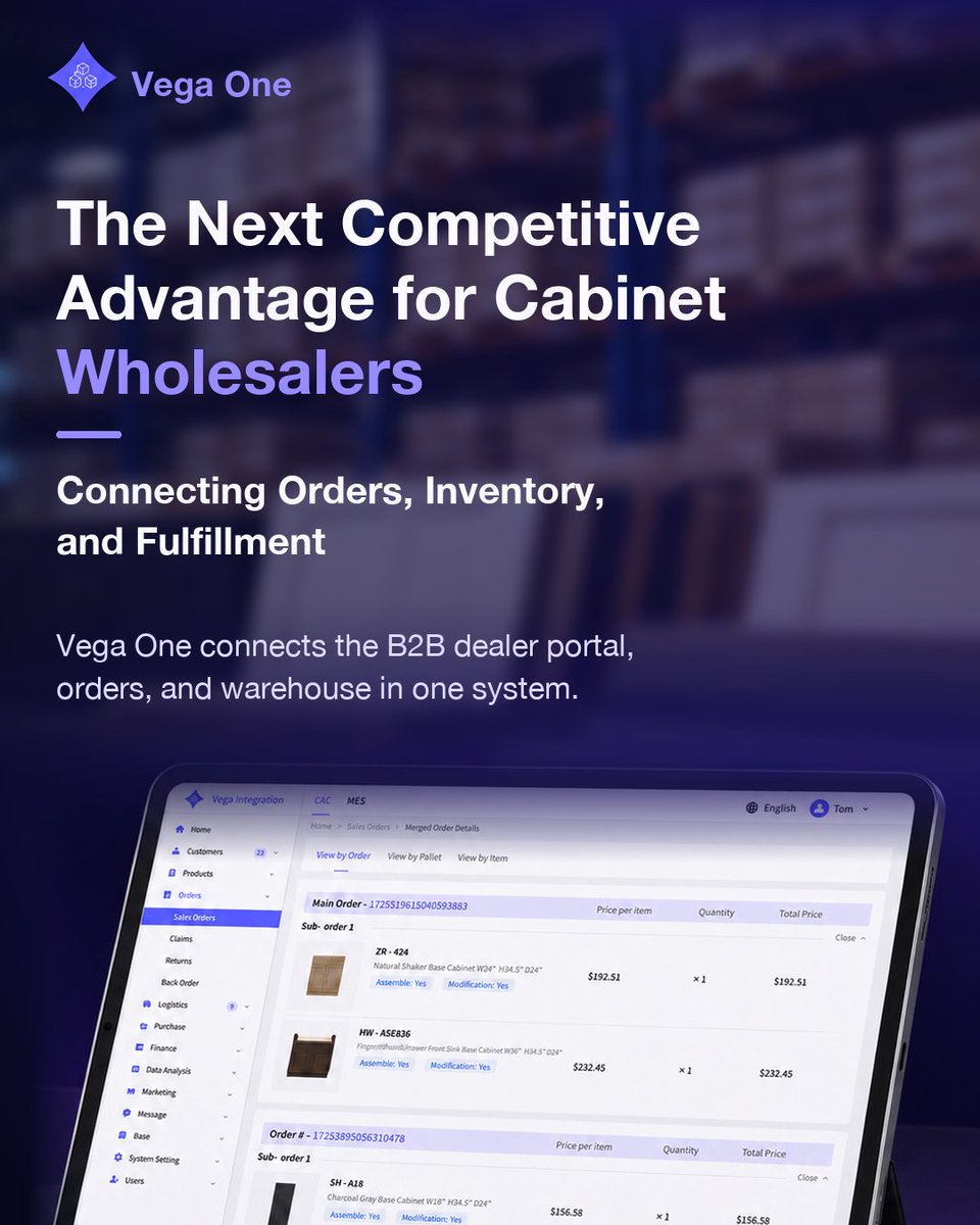 VegaIntegration's tweet photo. More orders are only an advantage if you know what’s available and what you can deliver. Vega One connects dealer orders, inventory, and warehouse fulfillment for cabinet wholesalers.
#cabinet #wholesale #vegaintegration #vegaone https://t.co/NvFvB8LZ3F