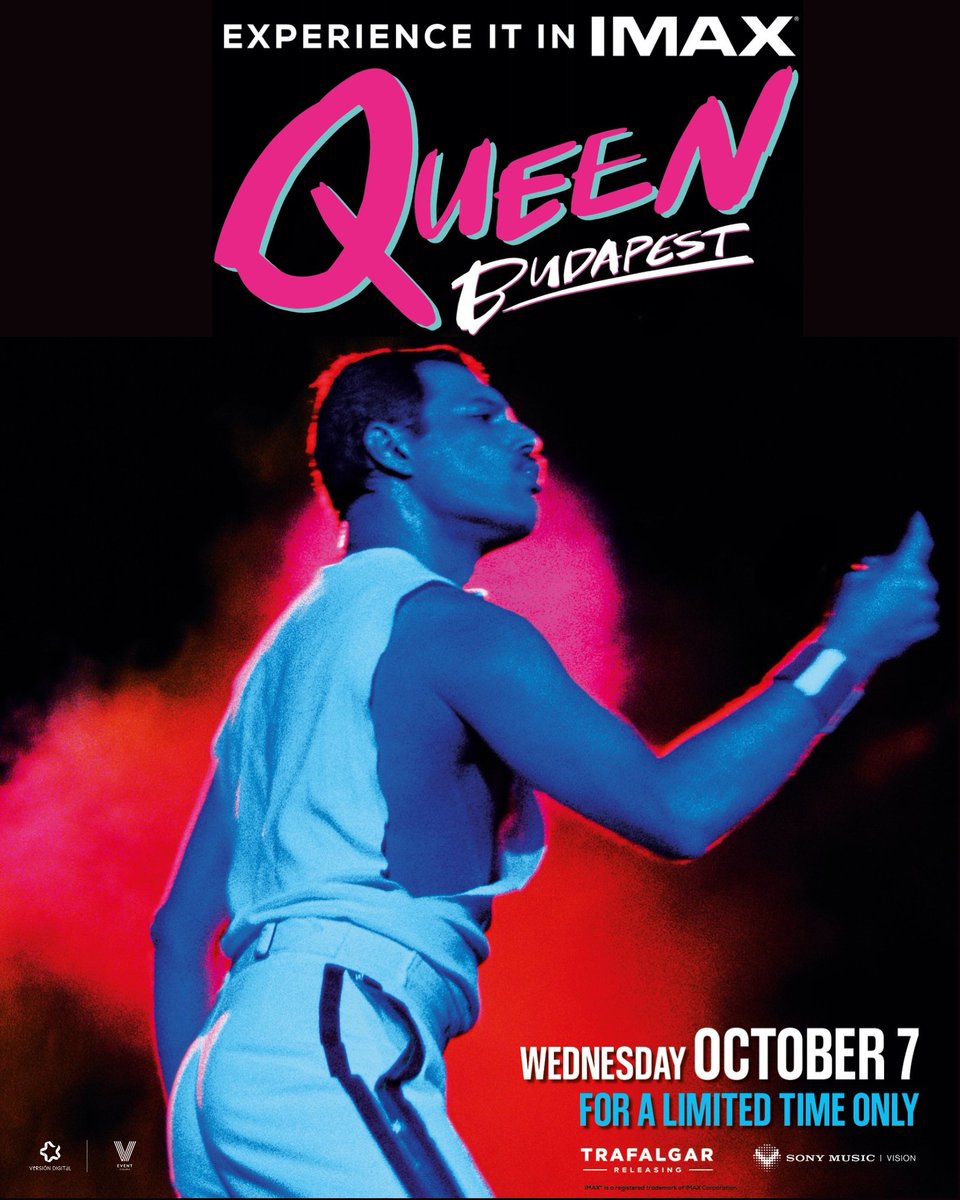 versiondigital's tweet photo. 🎸 Se acerca el día para poder disfrutar en cines del legendario directo de Queen en Budapest.

🎥 Reescaneado y remasterizado en 4K, con una imagen y un sonido increíbles. Y, por si fuer poco, ¡también en IMAX! 🔝

📆 7 de octubre en cines.
🎟 Entradas: https://t.co/rGQrErqYdA https://t.co/WY7KEVOaFq
