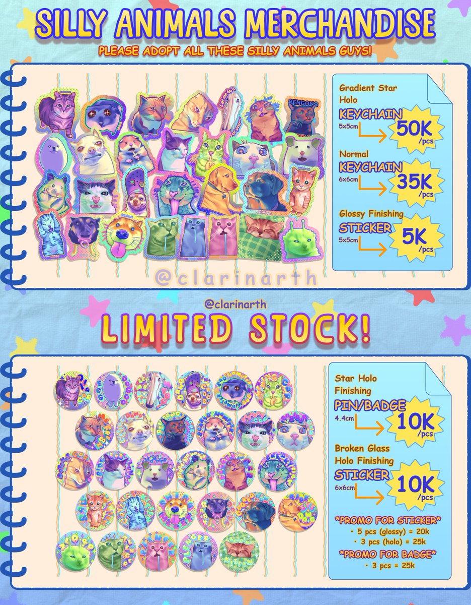 Clarinarth's tweet photo. Clarinarth's CFXXIII Batch 2 PO is open!
✨BOTH DAYS Pickup &amp; mail order
✨LIMITED STOCK!
✨PO LINK : https://t.co/hFVH8UMx69
📅PO duration : 28 Sept-8 Okt

Fandom : Animals Meme #cf23catalogue #CF23
(1/2) https://t.co/O8r5YL1V5F