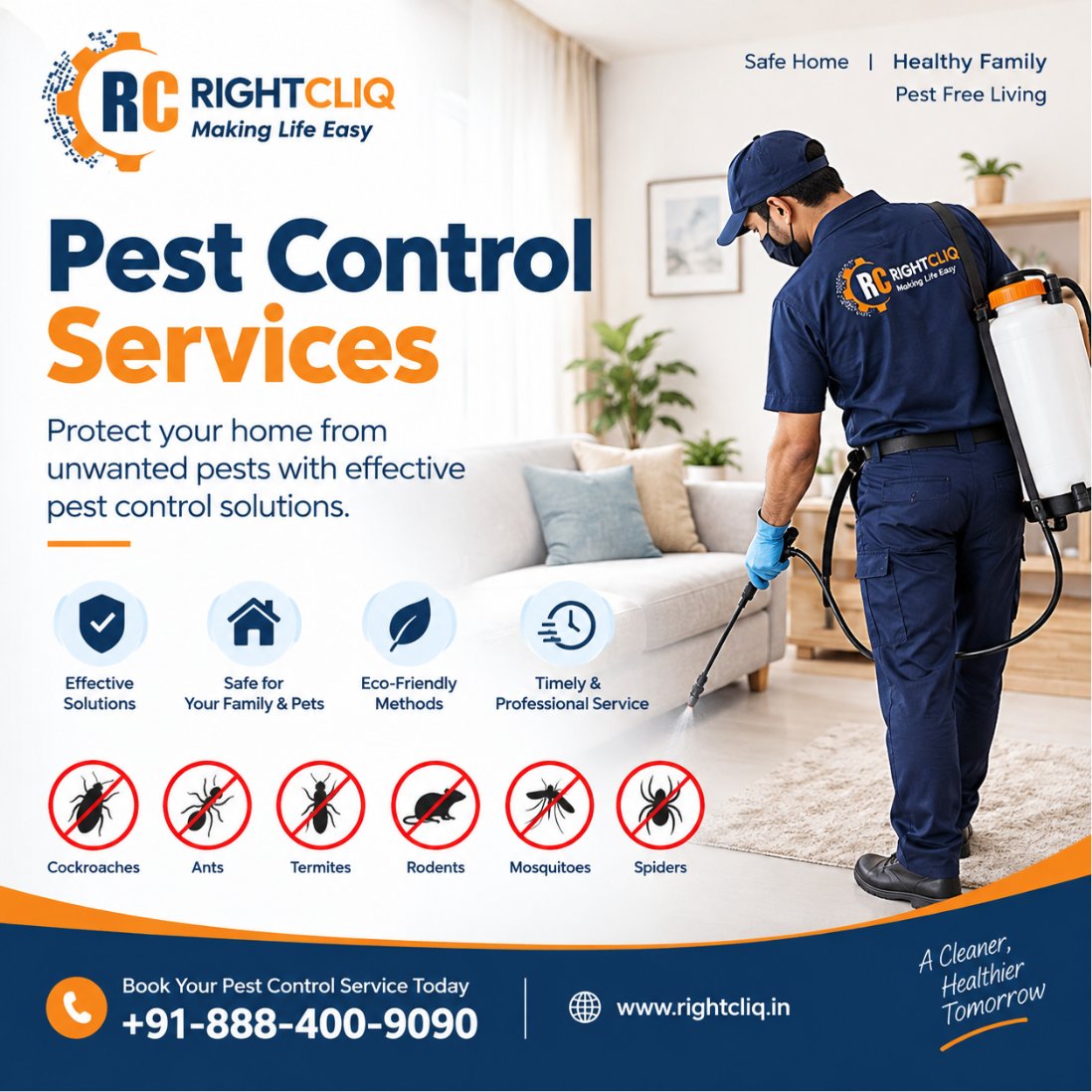 RightCliq_'s tweet photo. Pest Control Services by RightCliq
Keep your home clean, comfortable, and pest-free with professional Pest Control Services from RightCliq.
Book your pest control service today:
+91 888-400-9090
#PestControl #PestControlServices #TermiteControl #CockroachControl #RightCliq https://t.co/igfNqjYv5v