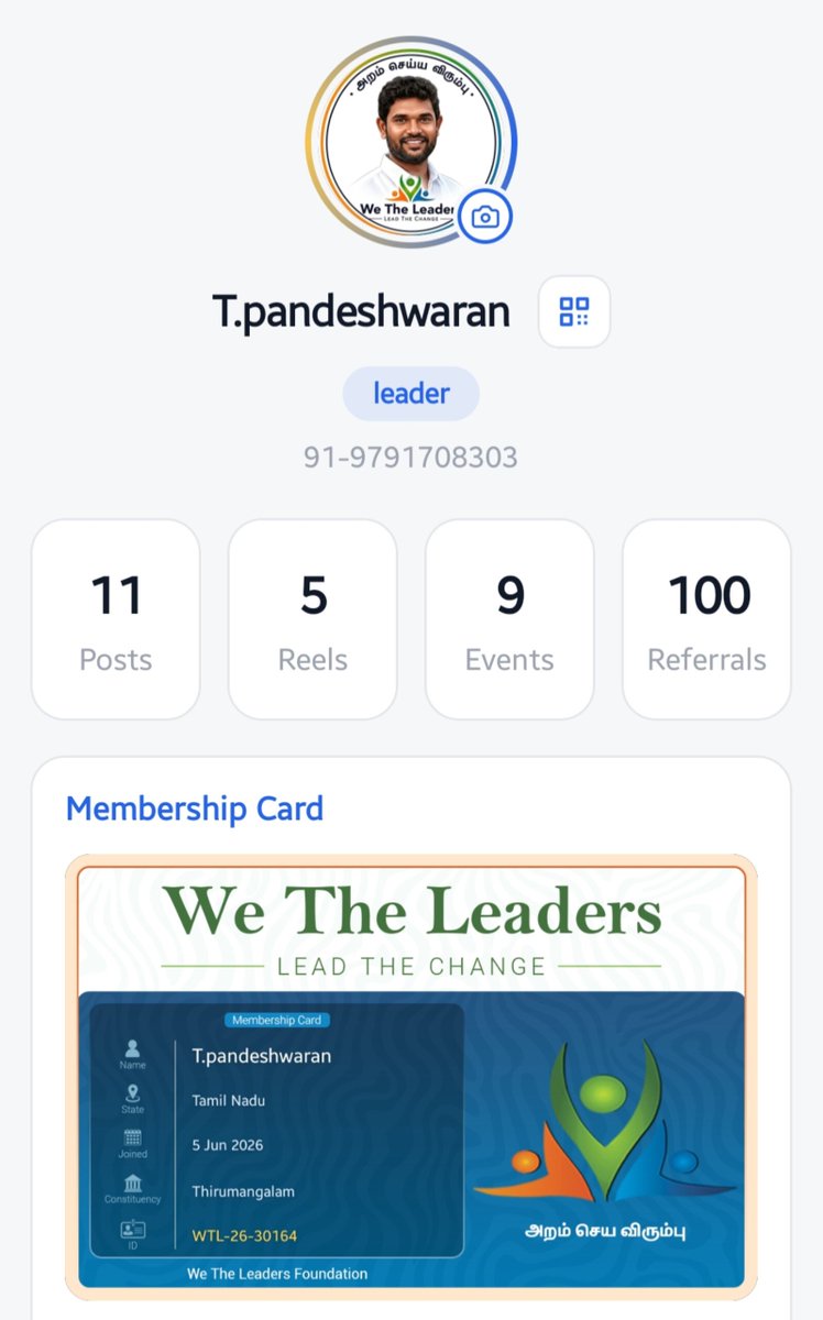 TPandeshwaran's tweet photo. தலைவர் திரு @annamalai_k அவர்களின் ஆணைக்கிணங்க மதுரை மாவட்டம் திருமங்கலத்தில்  இன்று எனது 100 வது நபரை நமது @WTLFoundation அமைப்பில் தன்னார்வளர்களாக இணைத்தது மிகப் பெரிய மகிழ்ச்சியாக உள்ளது... விரைவில் 1000 என்ற இலக்கை நோக்கி பயணிப்பேன்.

 #wetheleaders  #Thirumangalam #madurai https://t.co/coZF31EXOU