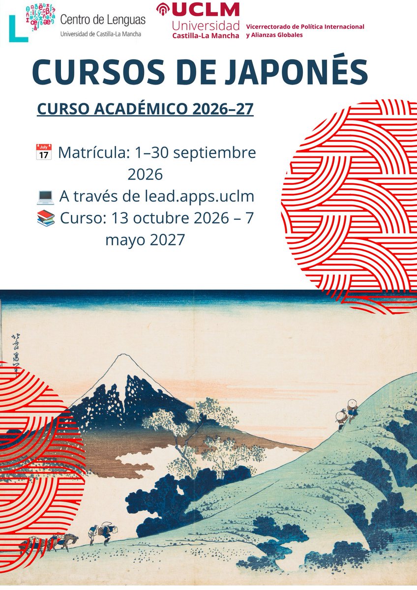 cel_uclm's tweet photo. 🇯🇵 ¿Te gustaría aprender japonés y acercarte a una de las lenguas y culturas más fascinantes del mundo? 🌏🗣️

👉 Infórmate sobre los cursos de japonés y descubre todo lo que el Centro de Lenguas tiene preparado para ti: https://t.co/FShgnuoXOw

@uclm_es  @uclm_inter https://t.co/J2KRPBkzbA