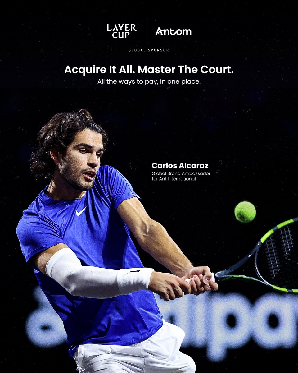 antompayments's tweet photo. A champion’s mindset. A team victory. 🏆
Congratulations to Team Europe on winning the Laver Cup London 2026.
And congratulations to our Global Brand Ambassador, Carlos Alcaraz, on being part of the winning team.
Well played, Carlos. Well played, Team Europe. 🇪🇺🎾
#Antom #LaverCup