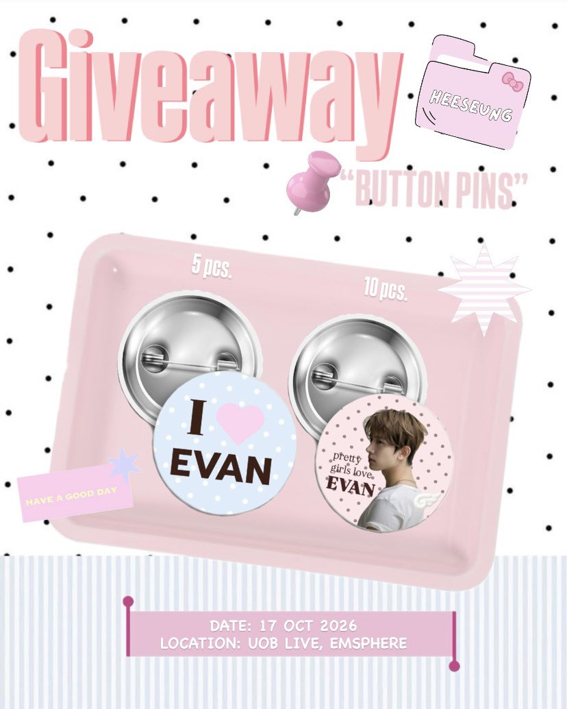 newyexrnz_XO's tweet photo. 𐙚 ⊹.˚pls kindly rt

Giveaway for Ever

official pcs
random 5 pcs

button pins
random 15 pcs

date: 17 october 2026
location: UOB LIVE, EMSPHERE
time: tba

✩°｡Exchange pls dm 𓏲⋆.𖦹 ₊˚
มีใครอยู่Zone Aมั้ยเอานี่ไปด้วยหน่อยย~￼

#KLiveFestival #Evan https://t.co/ZnPJxzl7E4