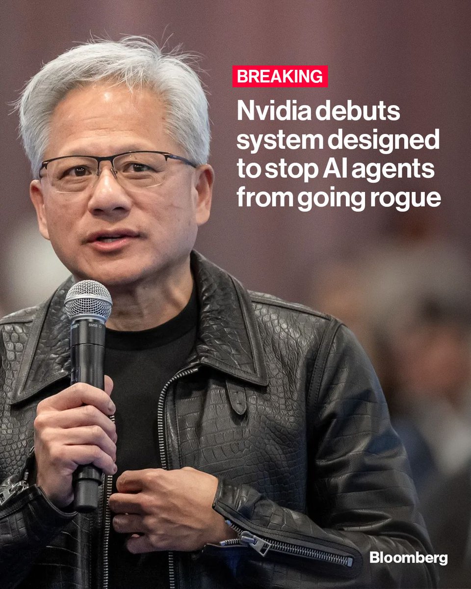 business's tweet photo. Nvidia has introduced a new security system that it says is designed to shut down AI agents when they break the rules. 

The semiconductor giant says its new technology would have prevented the recent high-profile breach of Hugging Face by OpenAI’s AI models. Full story: https://t.co/doODQ2T8EB

📷️: David Paul Morris/Bloomberg
