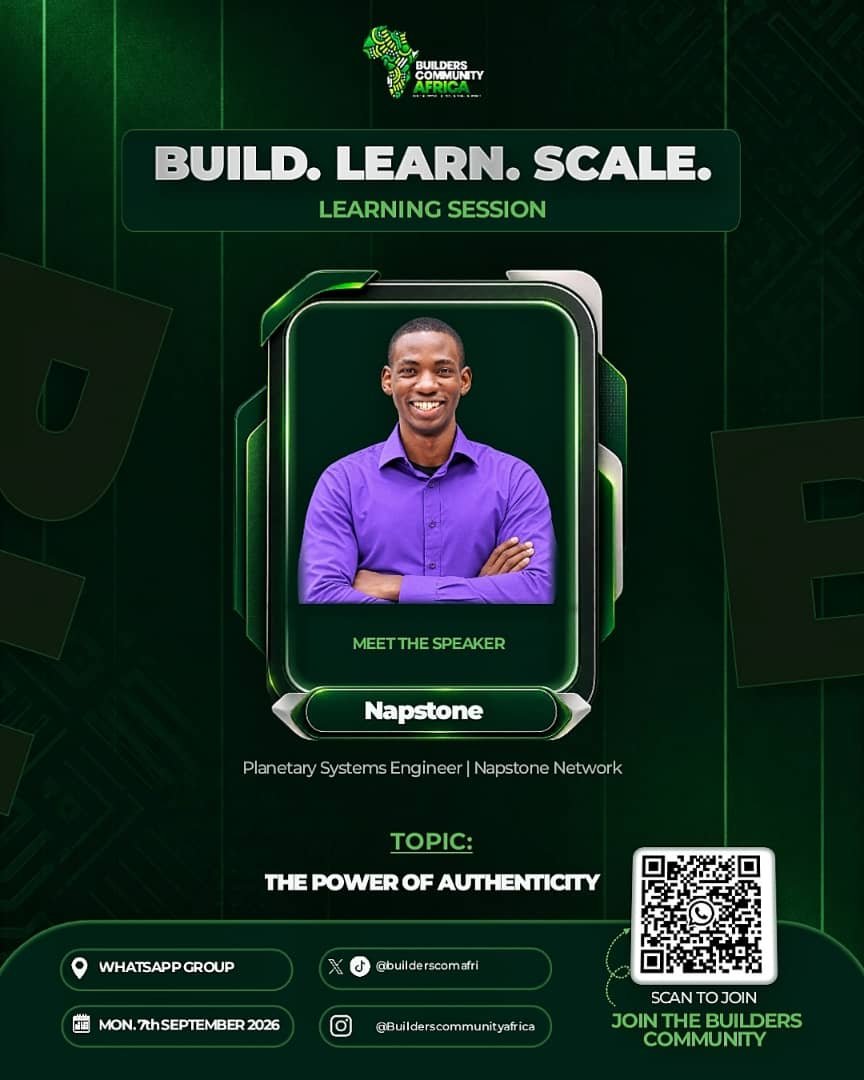 BuildersComAfri's tweet photo. What does it really mean to be authentic, and how can honesty, integrity, and humility shape the way we build relationships, careers, and businesses?

Join us tonight for an inspiring session with Napstone, as we explore The Power of Authenticity.

#BuildersCommunityAfrica #Build https://t.co/7FzwGavA62