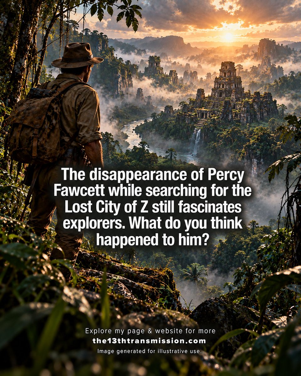 13thXmission's tweet photo. The disappearance of Percy Fawcett while searching for the Lost City of Z still fascinates explorers. What do you think happened to him?

@13thXmission  #The13thTransmissionQuestion https://t.co/VlnQhJmcxd