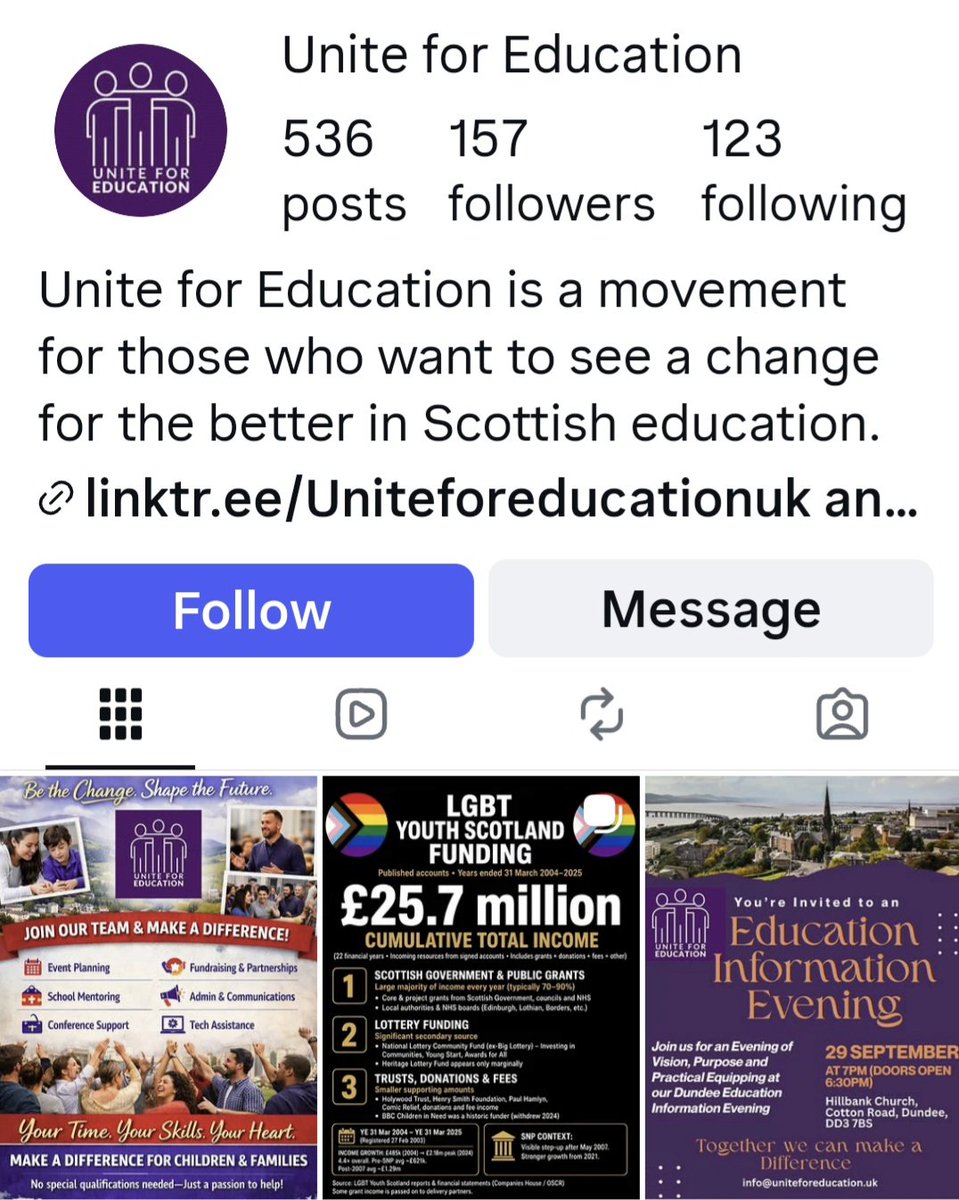 NoLGBTYScharter's tweet photo. 🧵🚨1/
It has been brought to our attention that "Unite for Education" has posted on Facebook and Instagram a collage that combines two of our posts and accompanying infographics in a way that implies the work is theirs.

No LGBT YS in Schools is not affiliated with Unite for Education in any way.

We asked twice, privately, for a credit or for the posts to be taken down. They have not done so.

@nieldeepnarain