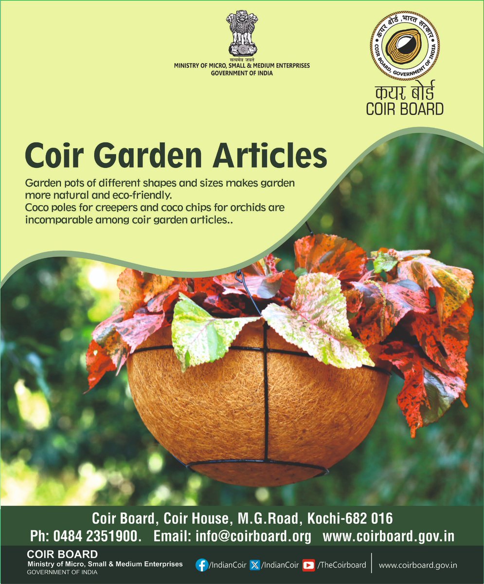 IndianCoir's tweet photo. #MSME #PMVishwakarma #scsthub #coir #KVIC #Khadi #NSIC #MGIRI #NIMSME #employment #Empowerment #minmsme
@minmsme @PMOIndia @jitanrmanjhi @ShobhaBJP https://t.co/2WvxoRNw47