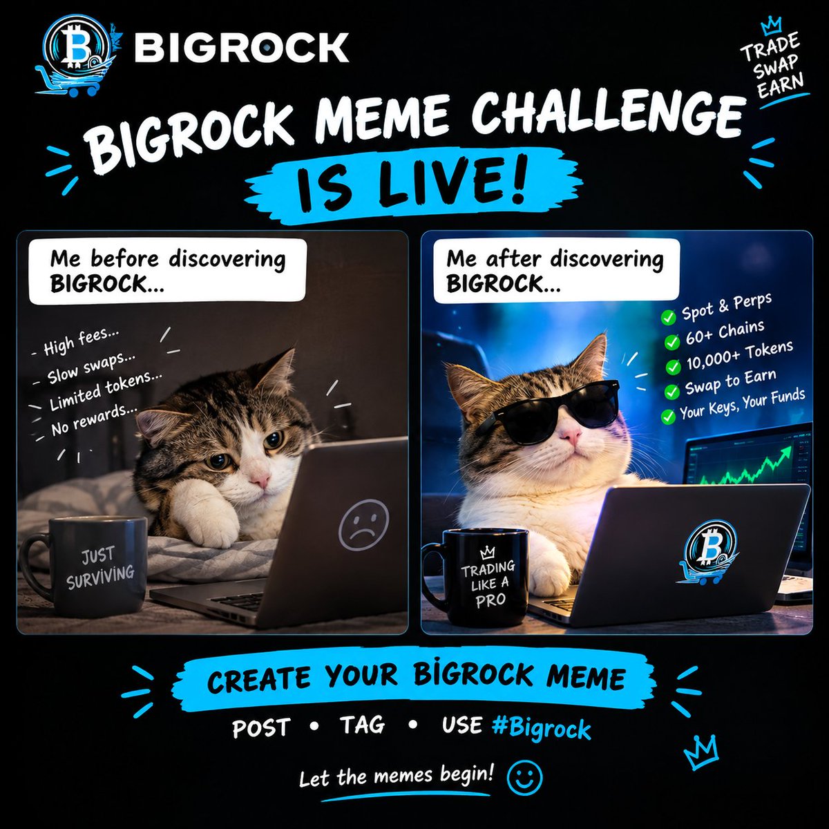 Bigrock_EX's tweet photo. BIGROCK MEME CHALLENGE IS LIVE! 🔥

Think you can make the funniest BIGROCK meme?

Create a BIGROCK-related meme/image/video and compete for rewards 👀

How to enter:
• Create & post your meme on X
• Tag @Bigrock_EX  & Use #Bigrock
• Reply with your meme link
• Like + repost this post

Most creative entries + strong engagement get extra attention.

Let the memes begin 😂