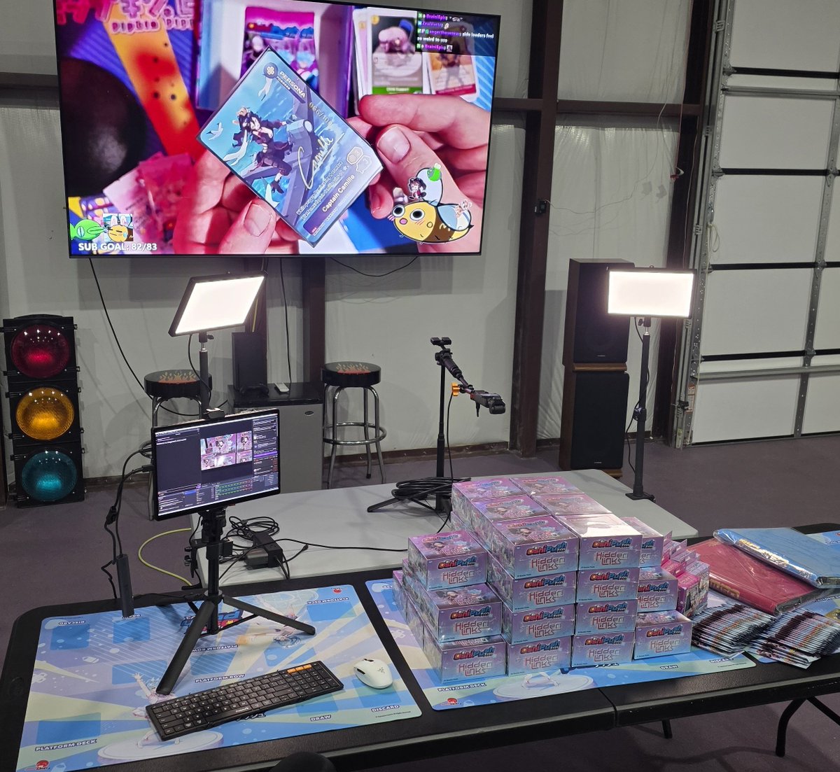 OMGBEES's tweet photo. Actually took the time to set up some promo shots for this upcoming weekends stream where I'm planning on opening 3 cases of Oshi Push cards - was rewarded by immediately getting sick.

If streams happen this week, they will be chill wow forever hangouts and hopefully by Wednesday I'll know if the Saturday giga card unboxing is still on.