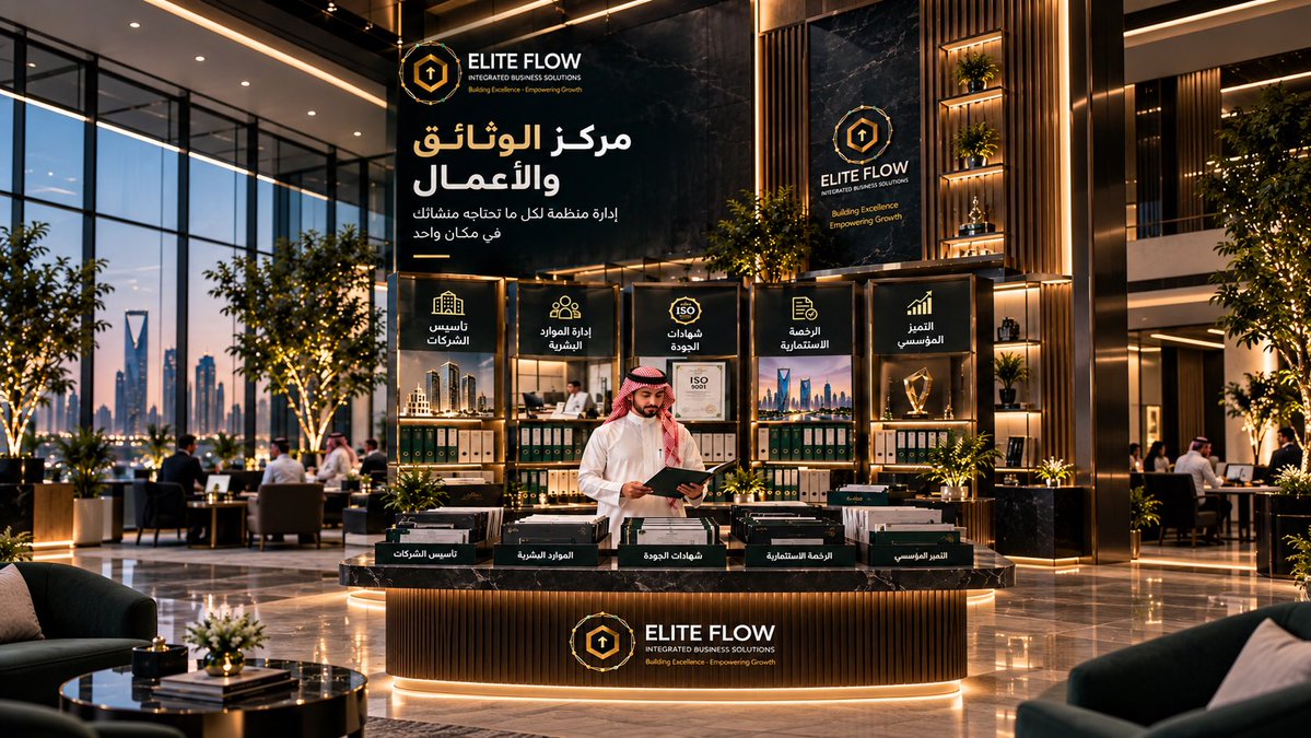 elitflows's tweet photo. كل خدمات أعمالك… في مسار واحد

في Elite Flow نجمع لك أهم احتياجات منشأتك تحت مظلة واحدة؛ من تأسيس الشركات وإدارة الموارد البشرية، إلى شهادات الجودة وتراخيص الاستثمار والتميز المؤسسي.

الموقع: https://t.co/0kLFSzImmI
الهاتف: 0599348281
البريد: info@eliteflow.sa

#حلول_الأعمال https://t.co/xmXM084TkF
