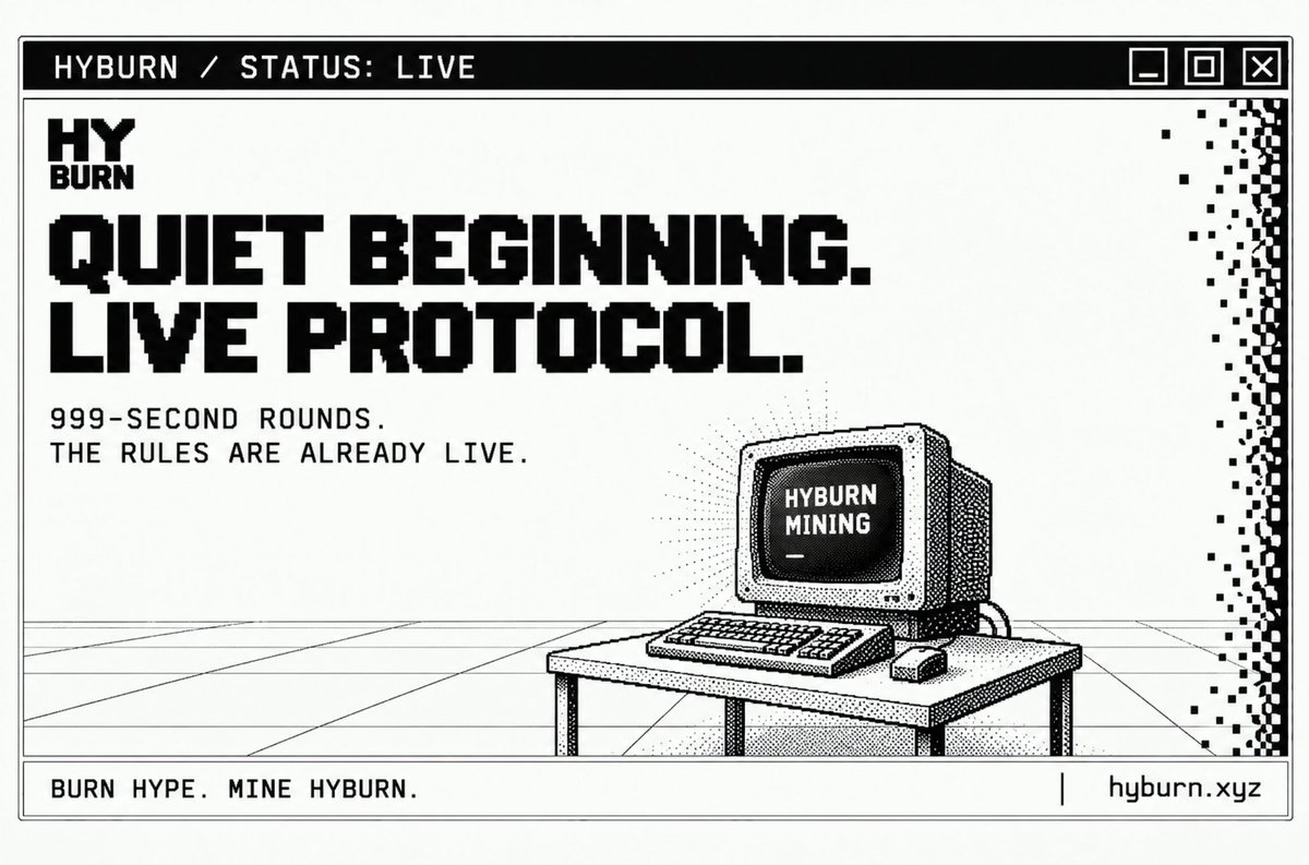 hyburnprotocol's tweet photo. A quiet beginning is still a beginning.

HYBURN is running.
999-second rounds. HYPE burned. HYBURN mined.

Participation is small.
The rules are already live.

No premine. No team allocation. No admin.
The developer mines under the same rules as everyone else.

I’ll keep improving the tools.
Participation and value are for the market to decide.

Burn HYPE. Mine HYBURN.