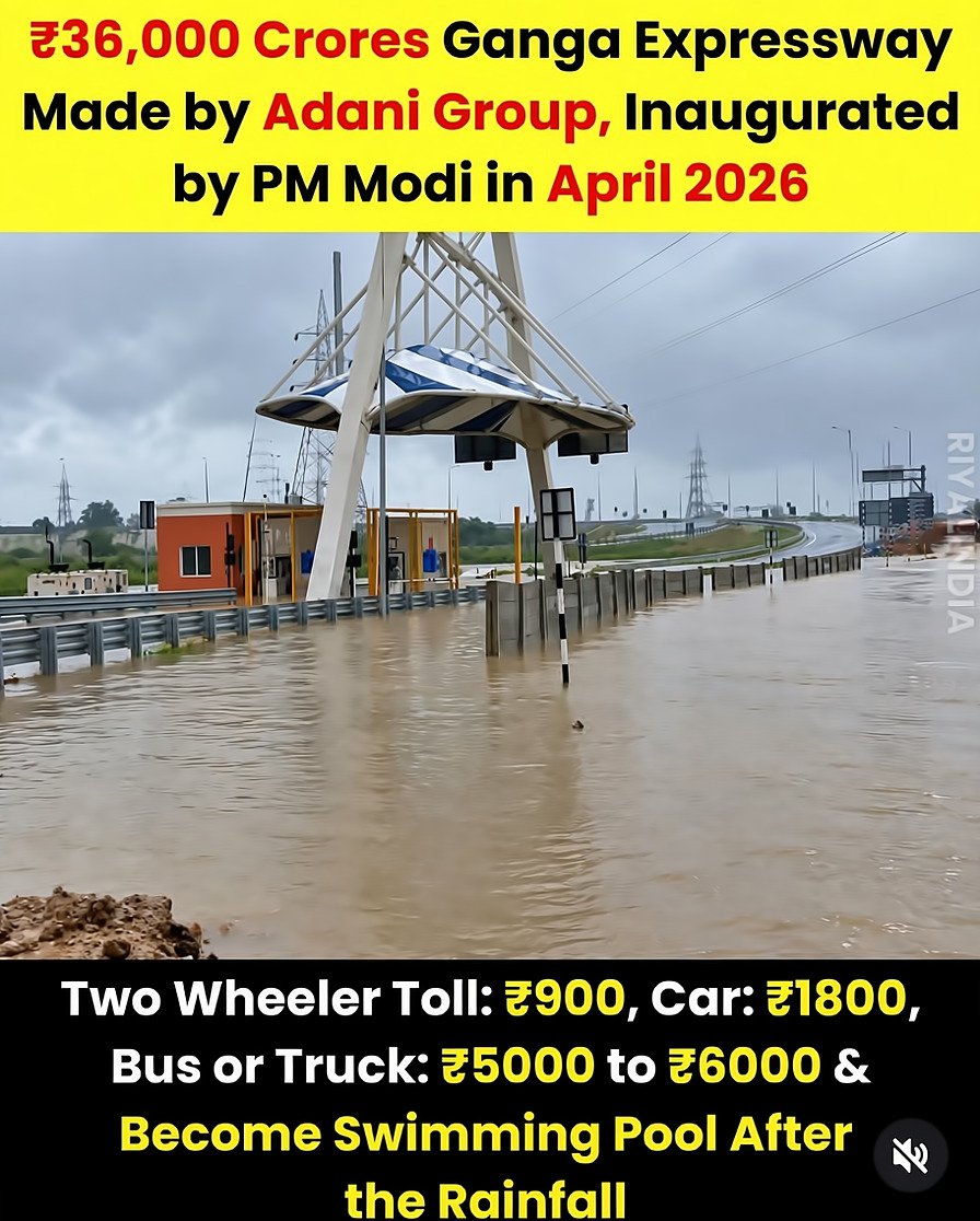 muralitwit's tweet photo. From inauguration to inundation in 120 days. 

Ganga Expressway: A case study in crony infrastructure.

Modi cuts ribbon. 
Adani collects tolls. 
Citizens pay ₹1,800 to swim.

Just only ₹36k cr advertisement for corruption. https://t.co/jngBqhxFZr